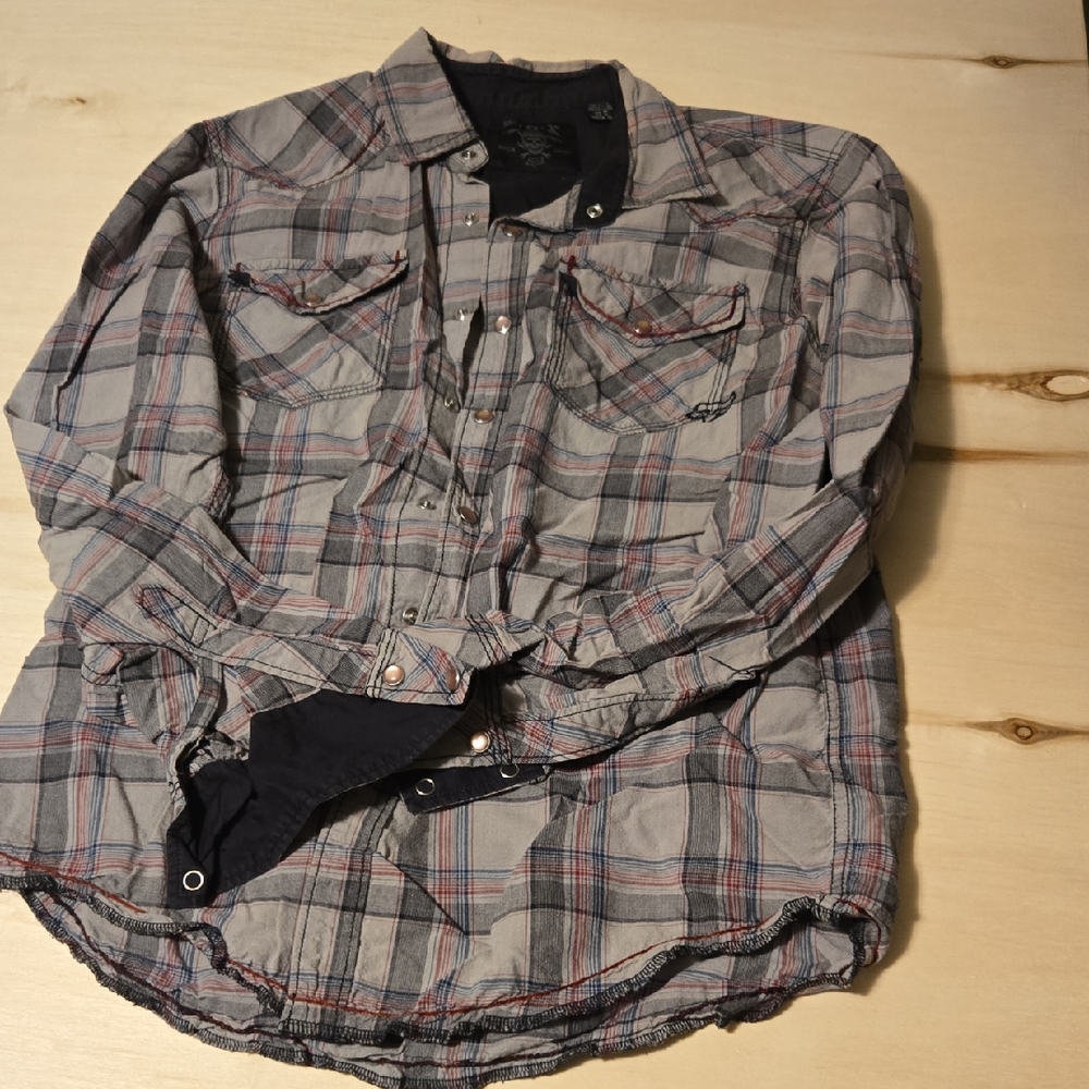 Fox Black and Gray Plaid Shirt